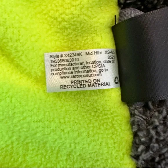 ZeroXposur XS 4-5 Boys Full Zip Hooded Lined Winter Coat Black Neon Yellow EUC! - Picture 11 of 13